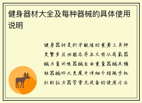 健身器材大全及每种器械的具体使用说明